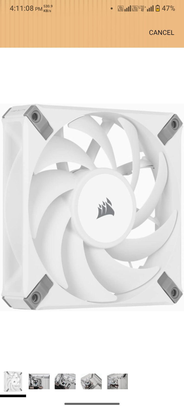 Corsair AF120 Elite, High-Performance 120mm PWM Fluid Dynamic Bearing Fan with AirGuide Technology (Low-Noise, Zero RPM Mode Support) Single Pack - White