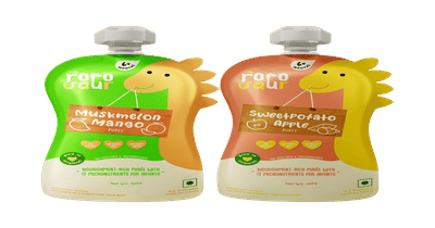 Check out Rorosaur Fruit Purees for Babies, Sweetpotato Apple & Muskmelon Mango INSTAMART