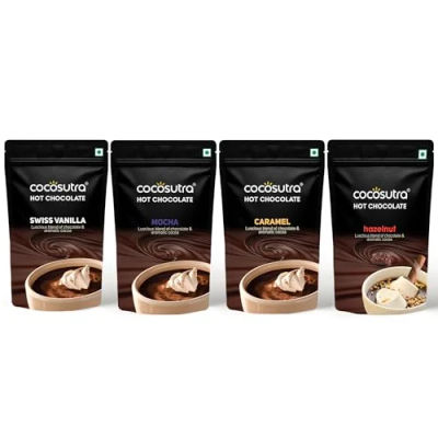 [Apply ₹250 Coupon] COCOSUTRA Hot Chocolate Mix Combo | 4 Flavours | 400g Pack