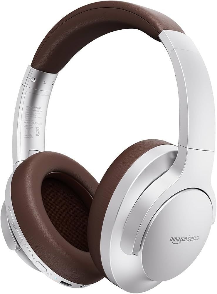 Amazon Basics Pro Series Wireless Noise Cancelling ANC Over Ear Headphone | Bluetooth Headset | USB Charging | 10 m Paring Distance | 74 Hours Battery Life | 40 mm Drivers | IPX4 Rated (Silver)