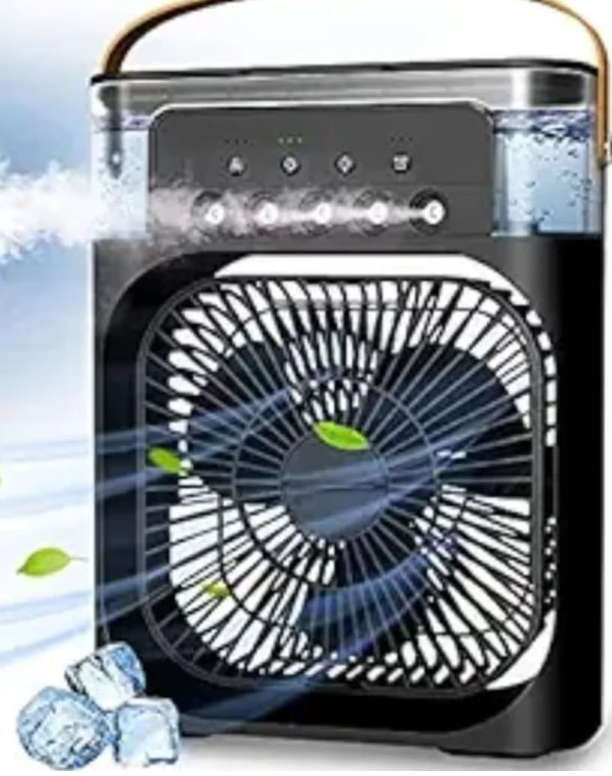 Portable Air Conditioner Fan. Perfect for shops,offices this USB-powered mini AC is a desk fan,portable humidifier_Multicolor
