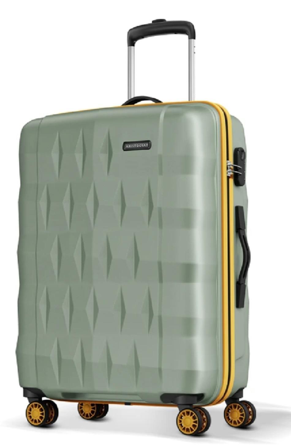 Aristocrat Medium Check-in Suitcase (66 cm) 8 Wheels - Comet Trolley Bag 66cm, Medium Hard Luggage, (Green)