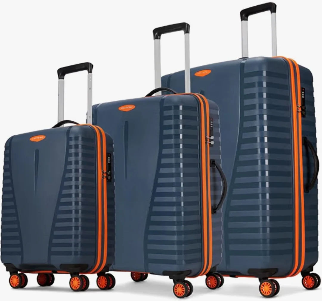 Aristocrat Airpro Max Set of 3 (S+M+L) Trolley Bags, Spanish Blue 8-Wheels, Polypropylene Case, Spacious, Combination Lock, Sturdy Zipper, Lightweight Travel Luggage, 3-Year Global Warranty