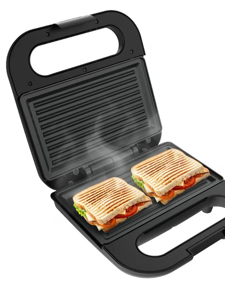 Havells Quick Crunch Grill Sandwich Maker | 800 W | Power Indicator Light | Non-Stick Coating Plates | 230 Volts | Heat Resistant Body | Quick Heating (Black)