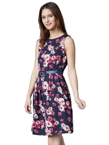 Tokyo Talkies Women's Sleeveless Boat Neck Printed Dresses