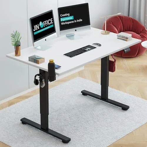 JIN OFFICE Octave Height Adjustable Desk Electric | Sit Stand Table, 80 Kg Wt