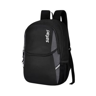 Safari Nudge Laptop Backpack for men & women, school bag for boys and girls, college bag, office bag, travel bag, 3 compartments, Bottle holder, Front pocket, Color Black