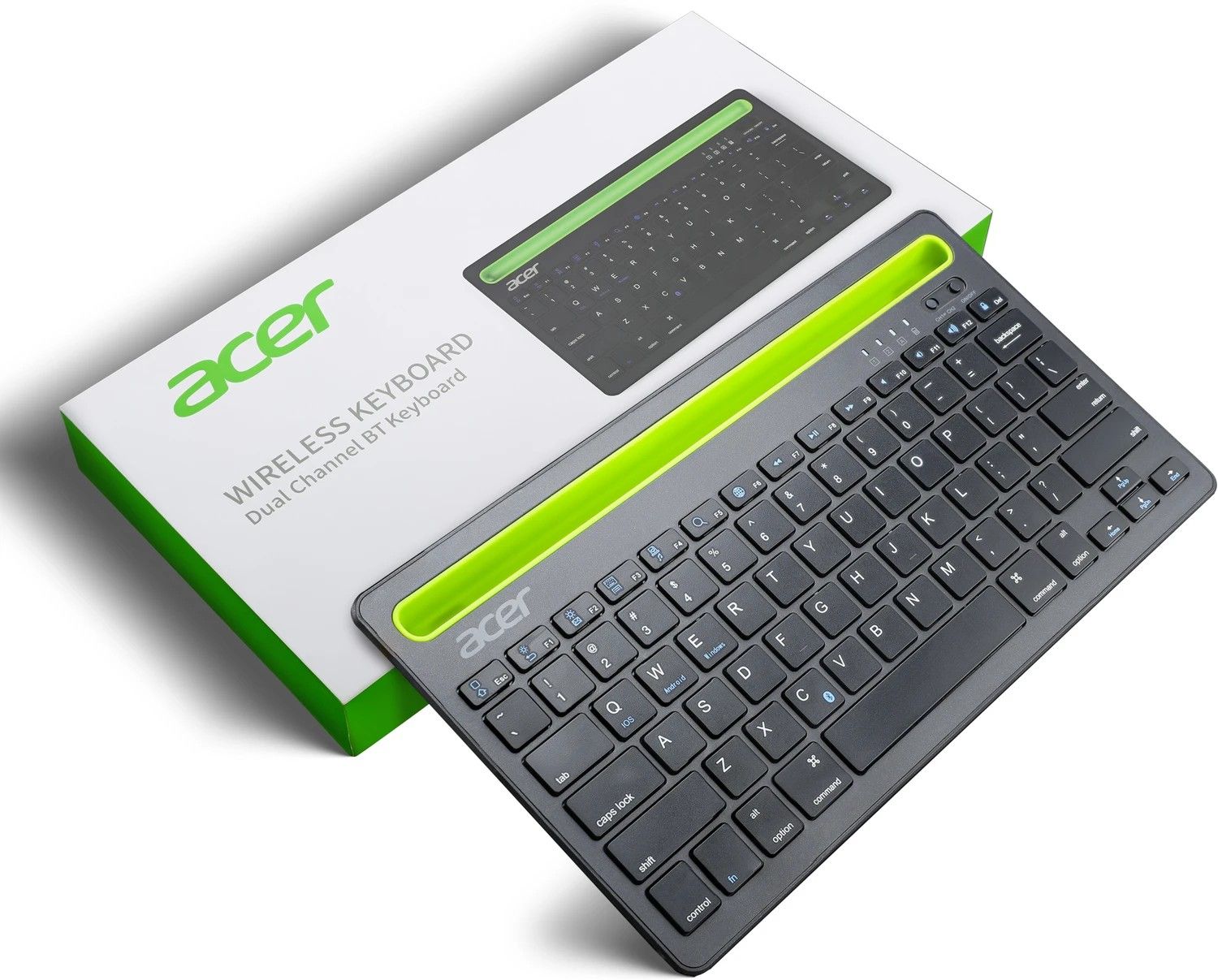 Acer ACR101 Bluetooth Laptop-size Laptop Keyboard Compatible with Desktop, Laptop, Tablet Dual Mode (Bluetooth + 2.4GHz), with 12-inch Tablet & Smartphone Slot (Black)