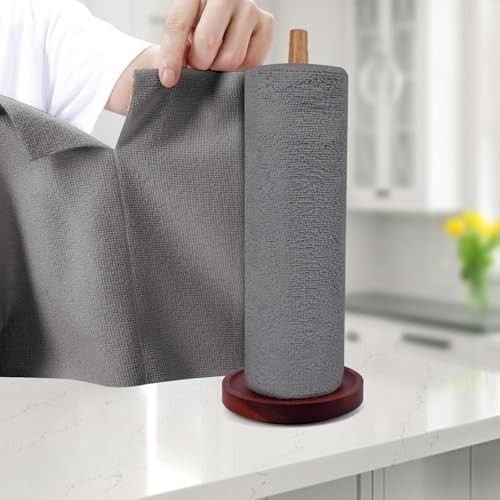 SAMEZONE Microfiber Cleaning Cloth Roll 25x25 cm - Reusable, Washable Tear-Away Cleaning Rags for Home, Kitchen Surfaces, Garage & Auto Detailing Car, Dishes Cleaning Towels 20 Pack (1, Grey)