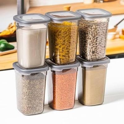Airtight Kitchen Storage and containers Set | 1200 ML Transparent Food Storage Box for Pulses, Grains, Cereals, Snacks & Dry Fruits | Kitchen Accessories Items for Home(3 Pcs)