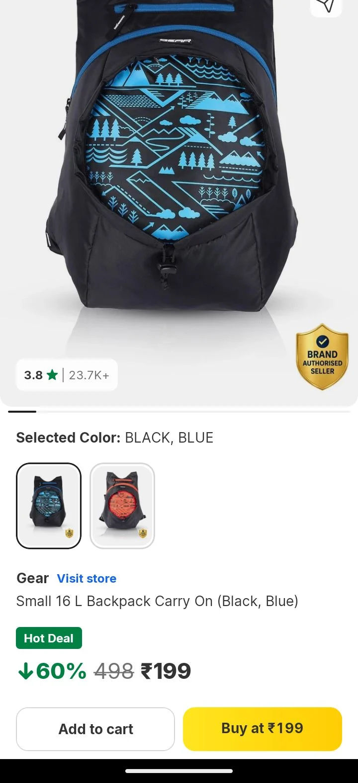 LOOT DEAL! Gear Small 16L Backpack - Black & Blue
