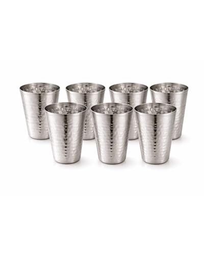 Tosaa Stainless Steel V Shape Hammered Finish Glasses Pack of 6