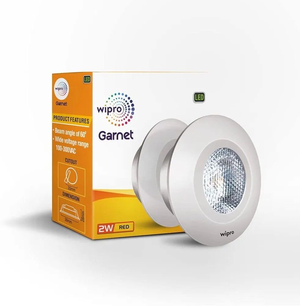 wipro Garnet 2W LED Integrated Spotlight | Red | Pack of 1