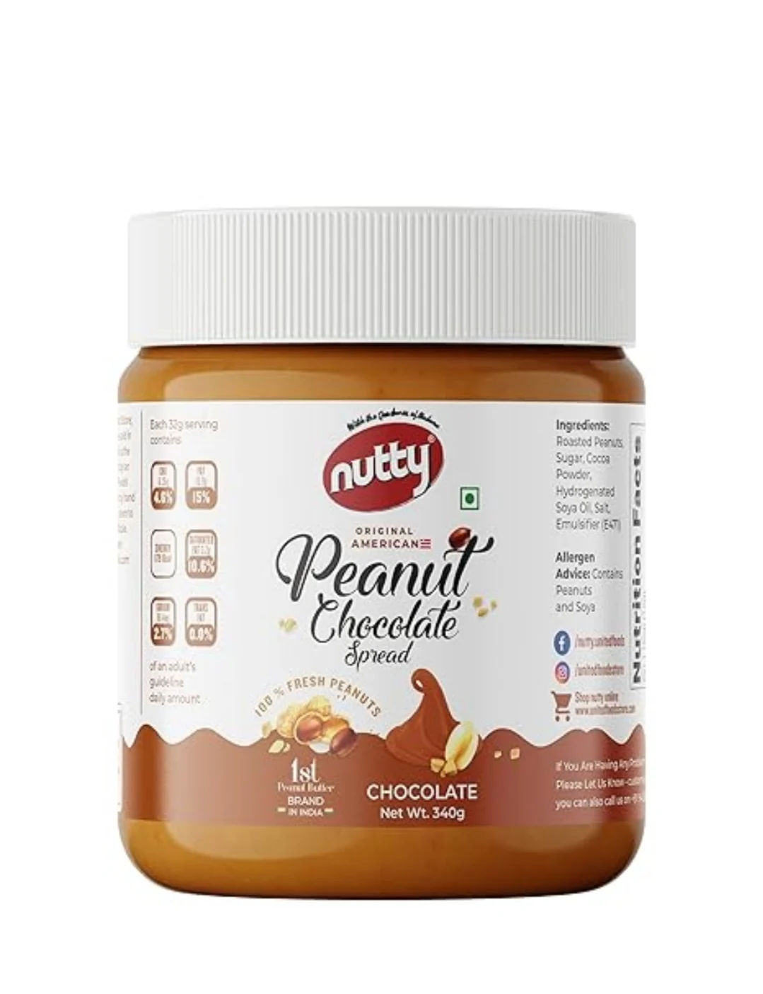 Nutty peanut chocolate spread Creamy 340gm