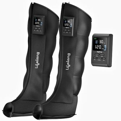 Lifelong Air Compression Leg & Foot Massager Machine for Pain Relief | 4000mAh Cordless Feet Massager with 240mmHg Pressure & 5Air Chambers | 2 Controllers, 7Intensities, 5Modes for Muscle Relaxation