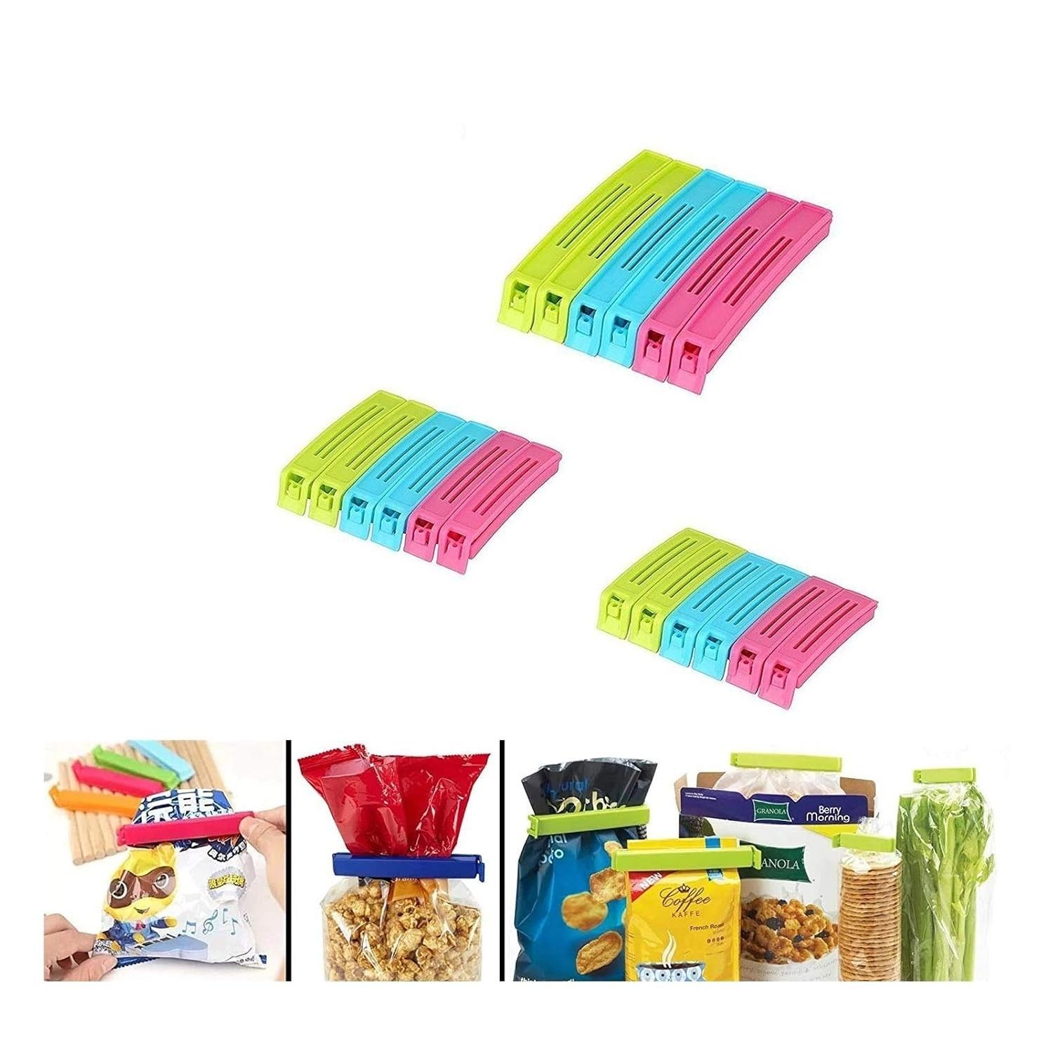 VR 18-Pc Plastic Food Bags - Multi-Color Pouch Clips (Pack of 18) | Food Pouch Sealer