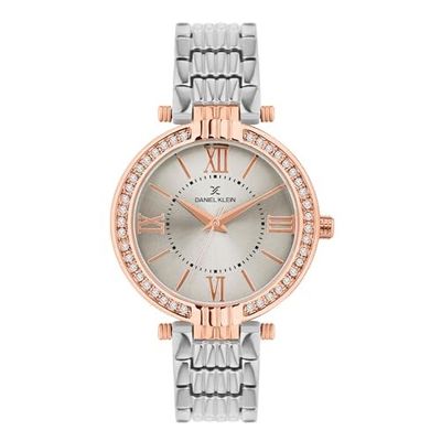 Daniel Klein Analog Silver Round Dial Silver Metal Strap Stone-Studded Water-Resistant Wrist Watch for Women Girls, Ladies DK11138-8