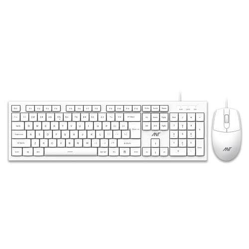 Ant MASTER10 Wired Keyboard and Mouse Combo | 104 Keys Full-Size USB Keyboard & 1200 DPI Optical Mouse (White)