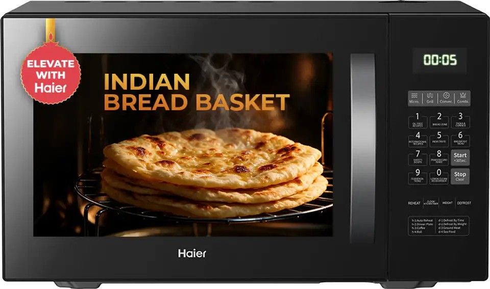 Haier 23 L with 205 Auto cook menus, Child Lock, Convection Microwave Oven (HIL2302CRSH:IN/MWO/DL, Black)