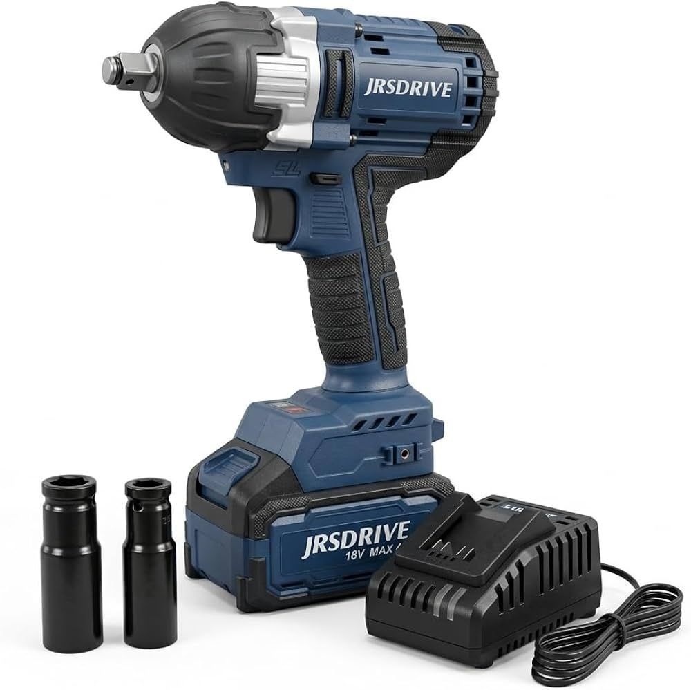 Eastman Jrsdrive Cordless Impact Wrench with 600W Power, 2200RPM no load speed, 1/2inch Drive, Torque 500 Nm, 1 Fast Charger, 1 Battery and 1 Socket (ECIW-600)