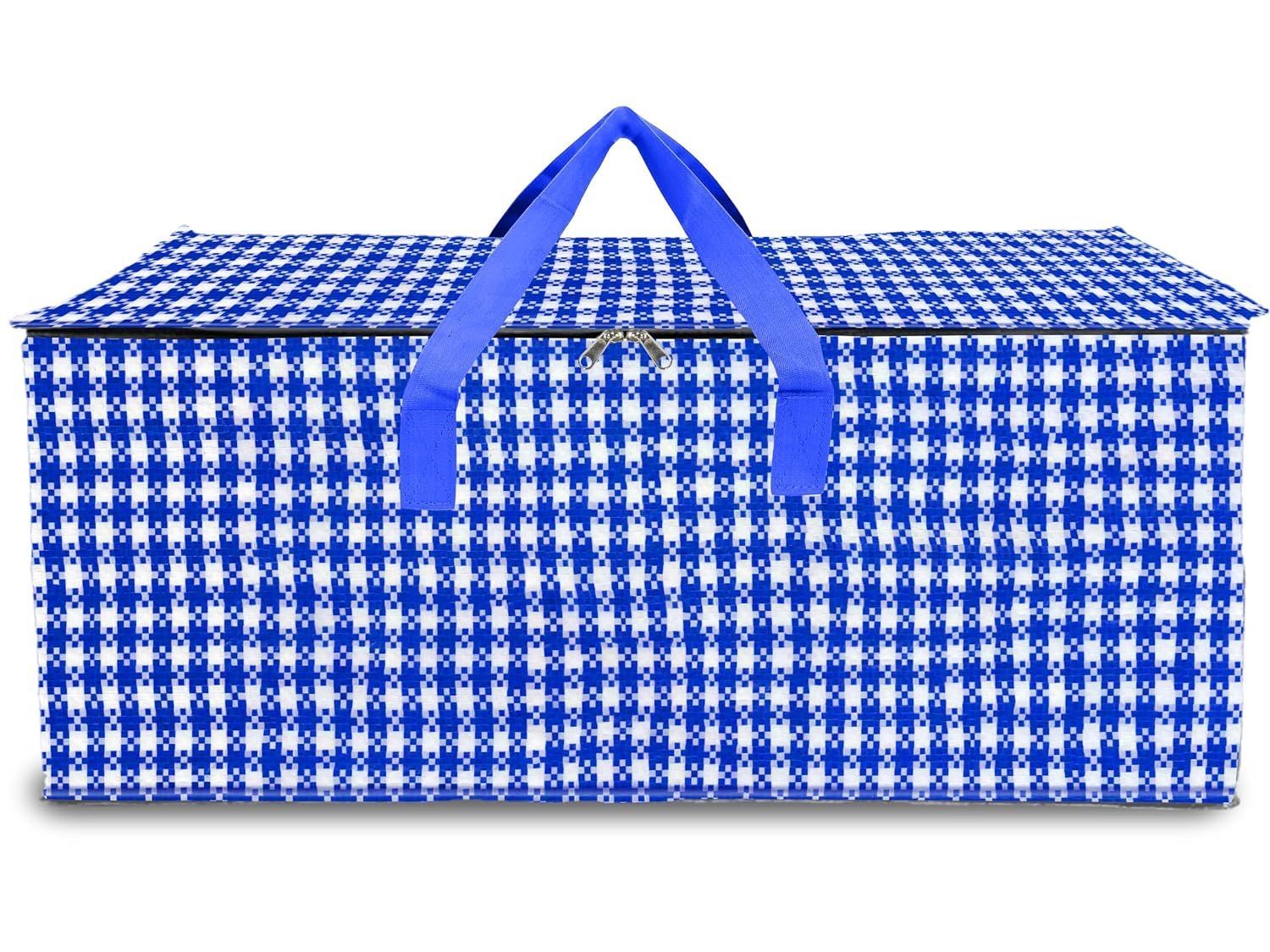Shalimar Foldable Under Bed Storage Duffle Bag | Travel | Water Resistant | Blue White