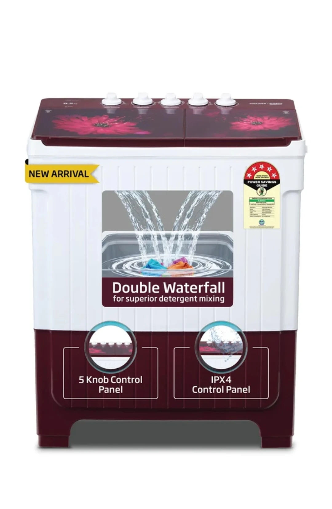 Voltas Beko 9.5 kg 5 Star Semi Automatic Top Load Multicolor (WTT95UAA/WNSSWH5GFD)
