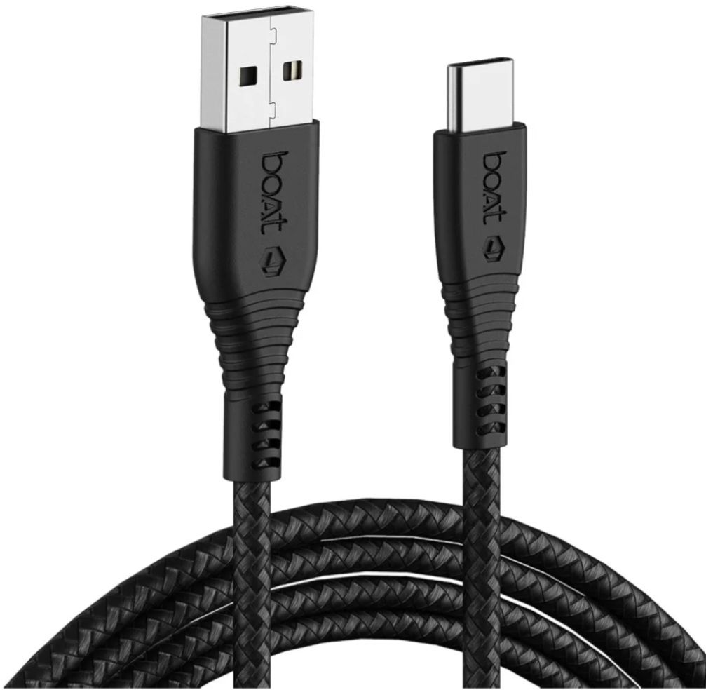 boAt Type C A325/A320 Tangle-free, 60W Sturdy Type C Cable with 3A Rapid Charging & 480 Mbps Data Transfer, Compatible with Smartphones & Tablets(Black)