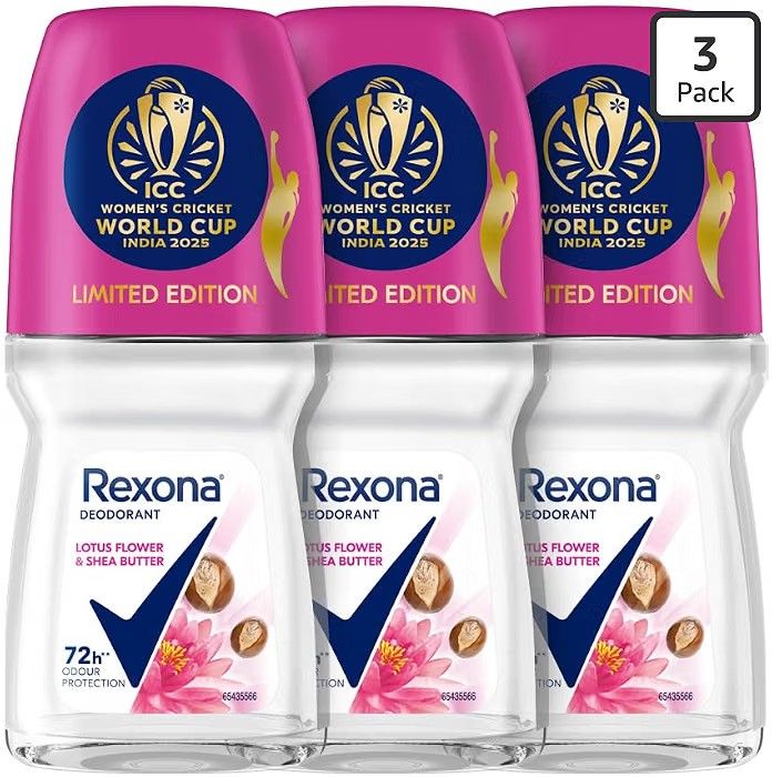 Rexona Lotus Flower & Shea Butter Antiperspirant Roll-On | for Women |72H Odour Protection |50 ML (Pack of 3)