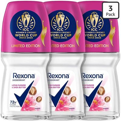 Rexona Lotus Flower & Shea Butter Antiperspirant Roll-On | for Women |72H Odour Protection |50 ML (Pack of 3)
