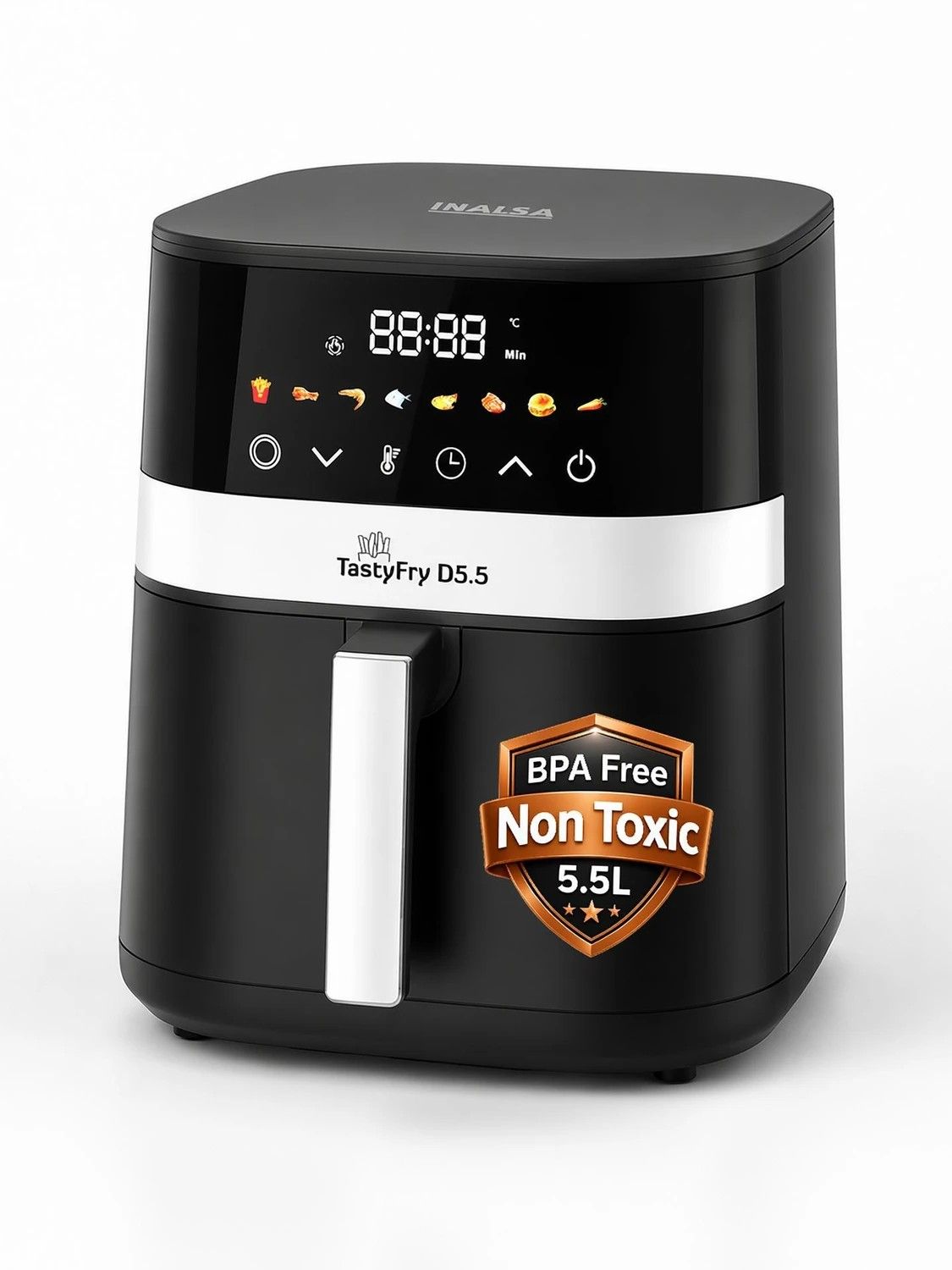 Inalsa Tasty Fry D5.5 ,1400W,Air Crisp Technology,Air fry,Bake,Ro...more