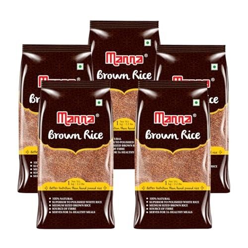 Manna Brown Rice 5kg (Unpolished) |100% Natural | Naturally Low GI | High in Fibre | Helps Control Diabetes