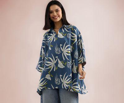 Libas Women's Pure Cotton Floral Printed A-Line Kurta Set