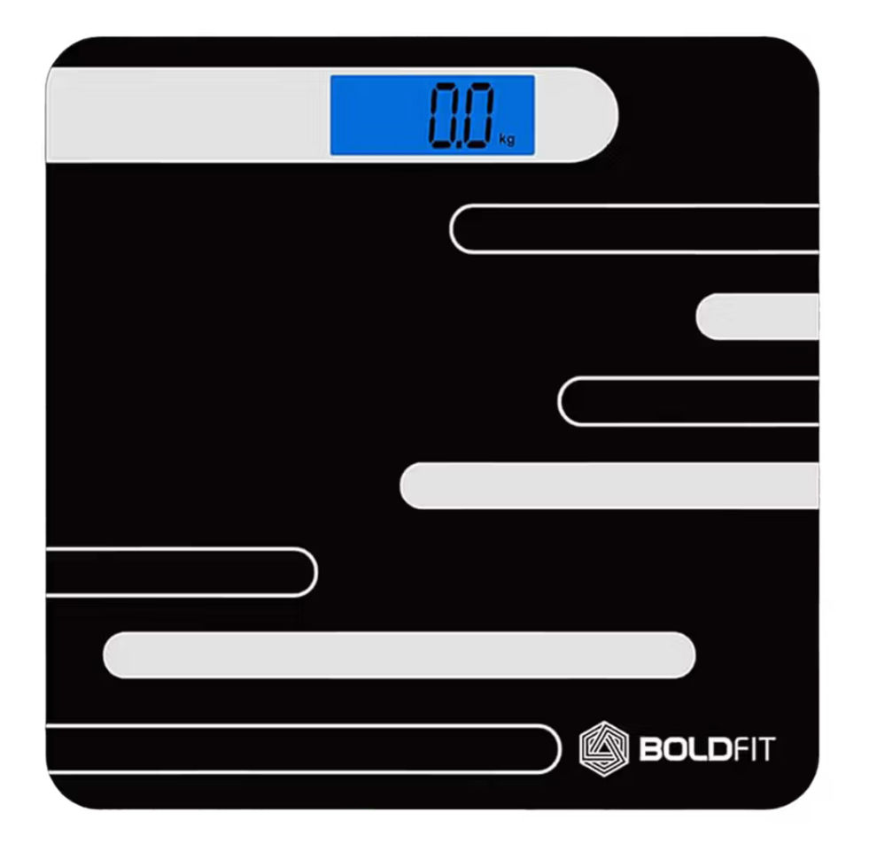 Boldfit Digital Body Weight Machine with Large LCD Display, Extra Thick Scale - Elite Black