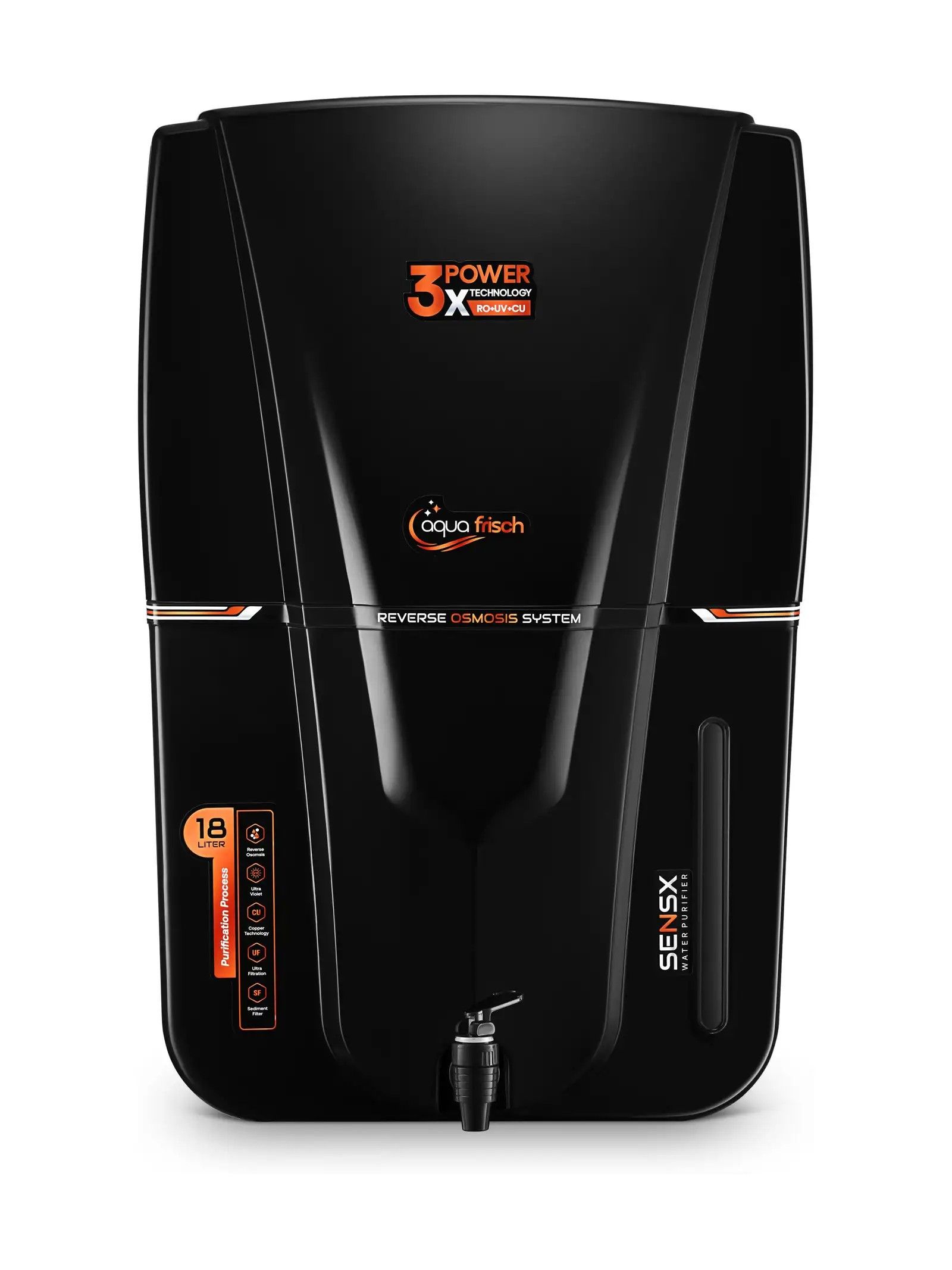 Aqua Frisch Prime Audi 18 L RO + UV + UF + Copper + TDS Control Water Purifier (Black)