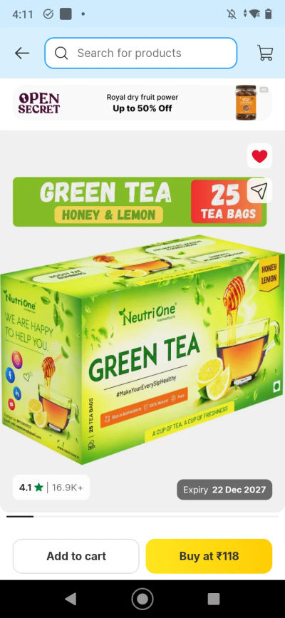 Green tea 25bag 1box