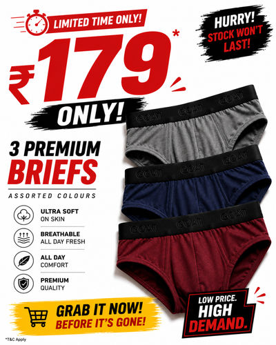 GOAT Premium Men's BRIEFS - Assorted Pack of 3