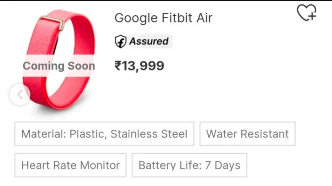 "Whoop Killer" Google Fitbit Air Spotted on Flipkart Ahead of India Launch with 13999 price(Photo), October 2 date confirmed. available at 17999 at moment