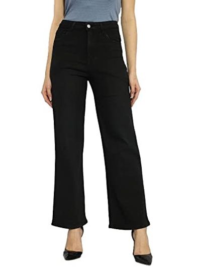 KOTTY Women's High Rise Cotton Lycra Blend Ankle Length Relaxed Fit Jeans