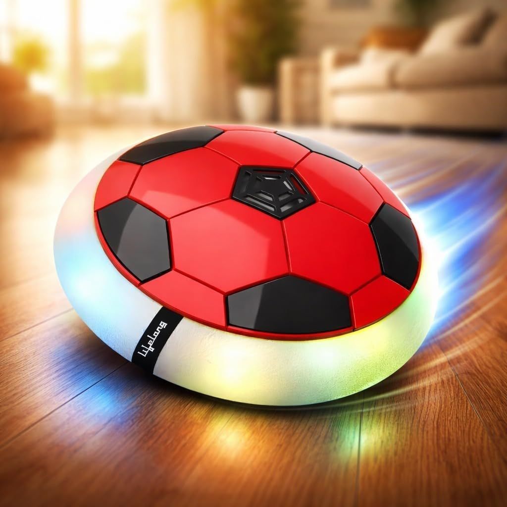 Smart Electronic Rechargeable Hover Air Ball Football Toy, 2000mAh, USB Type-C, 3 Speed Modes, LED Light, Strong Body, Indoor Soccer, Safe for Boys & Girls