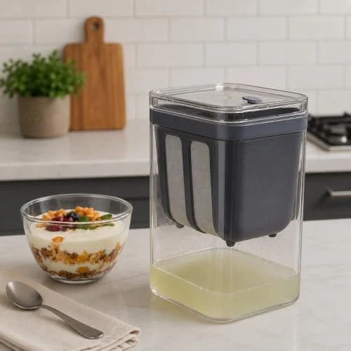 Clazkit Hung Curd Maker & Greek Yogurt Strainer 1400ml | Stainless Steel Fine Mesh Filter with BPA-Free Container & Lid | Curd Strainer for Greek Yogurt, Paneer, Labneh, Cheese | Refrigerator Safe