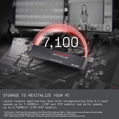 SANDISK Optimus™ 5100 NVMe™ SSD, 1TB, Upto 7100MB/s R, 6700MB/s W, 5Y Warranty, PCIe Gen 4 NVMe M.2 (2280), Gaming Storage, Internal Solid State Drive (SDSP51100TAN-000E0)