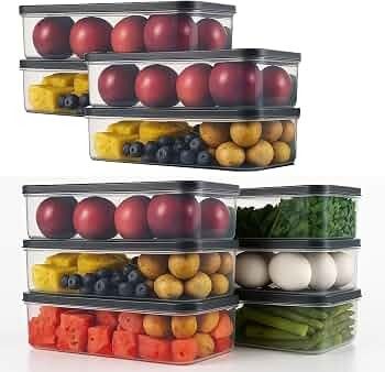 Sulfar Air Tight Plastic Fridge Storage Containers Set for Kitchen (1200 ML, Pack of 10) :