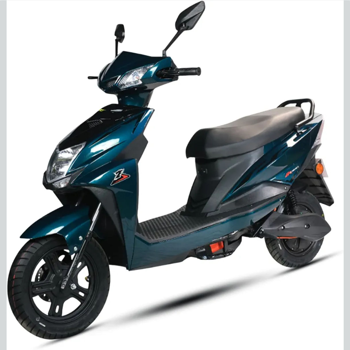 AMO Electric Scooter Single Light Lead Acid Range- 60-70 Km Low Speed Non RTO in Green with Portable Charger (Green)