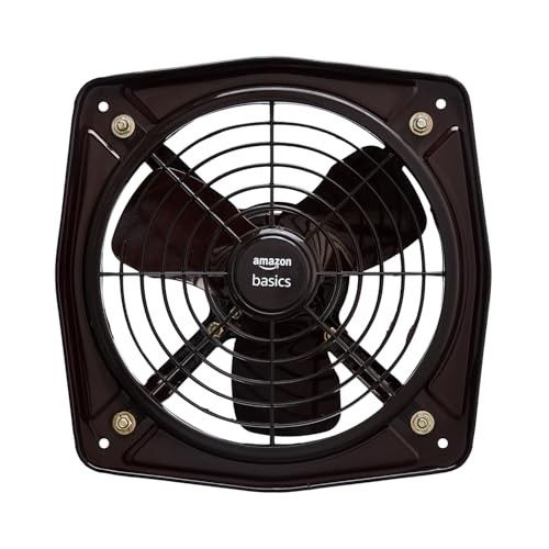 Amazon Basics 9" Fresh Air Exhaust Fan | 40W | 230 mm Sweep | Corded Electric | Window Mount | 45-52 dB | Indoor Use | Metal - Black