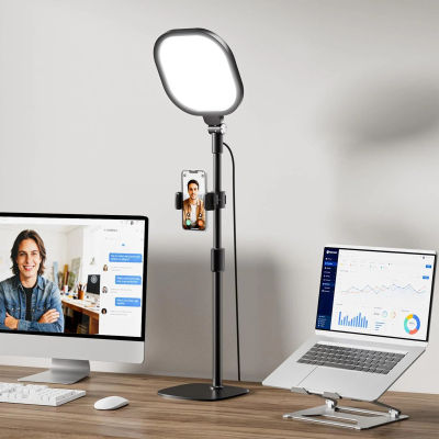 Desktop Video Conference Light for Zoom Meeting, Work from Home, Live Streaming with Nature Soft Light, Adjustable Brightness and Color Temp and Flexible Stand & Versatile Phone Holder