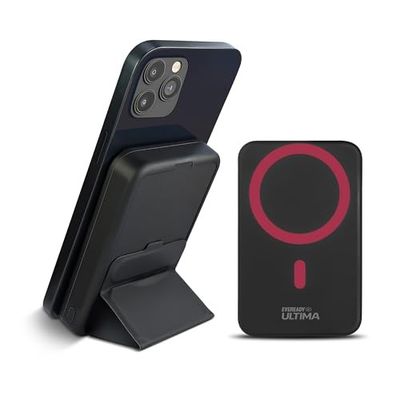 Eveready Ultima MagSafe Compatible Power Bank- PB31, 10,000mAh, 22.5W Wired & 15W Magnetic Wireless Fast Charging Stand for iPhone 12 & Above, Android & Qi Devices (Ensure Device & Case Compatibility)