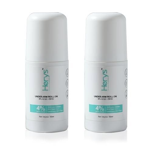 Herys 4% Aha Bha Underarm Roll On | with 2% Lactic Acid, 1% Mandelic Acid, 1% Salicylic Acid | for Radiant Underarms, 50Ml | Pack of 2