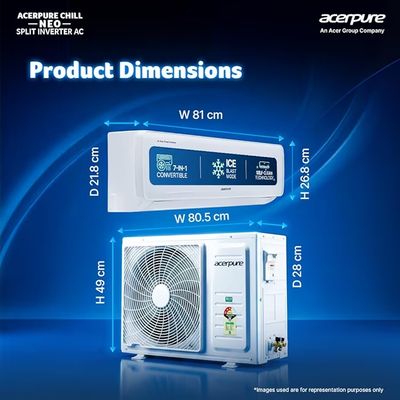 Acerpure Smart Choice Chill Neo 1.0 Ton 3 star AC5IPG61TN3W 7 in 1 Convertible, Ice Blast Mode, 4 way swing, Cooling @ 58 degree