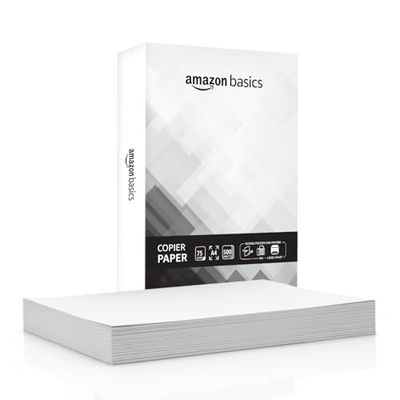 Amazon Basics A4 Copier Paper | Multipurpose Paper | 75 GSM | 500 Sheets | Compatible with Inkjet & Laser Printers