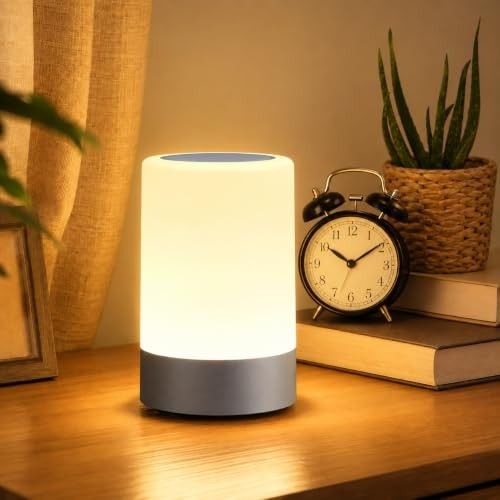 One94Store Touch Control LED Table Lamp - USB Rechargeable, Touch Control Night Light with 3-Color Dimmable Brightness for Bedroom, Living Room & Study